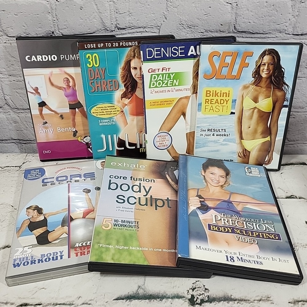 Workout DVDs Assorted Lot Of 7 Body Sculpt Core Cardio Pump 30 Day‎ Shred